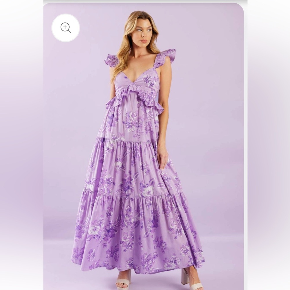 NWOT Flying Tomato Windswept Purple Floral Maxi Dress size M